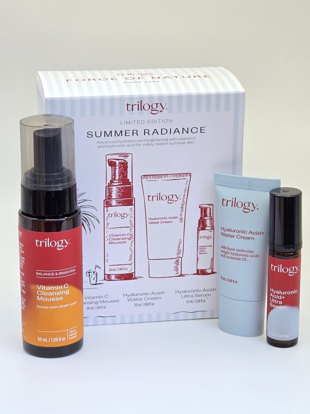 Trilogy Summer Radiance Vitamin C Hyaluronic Acid Skincare Set